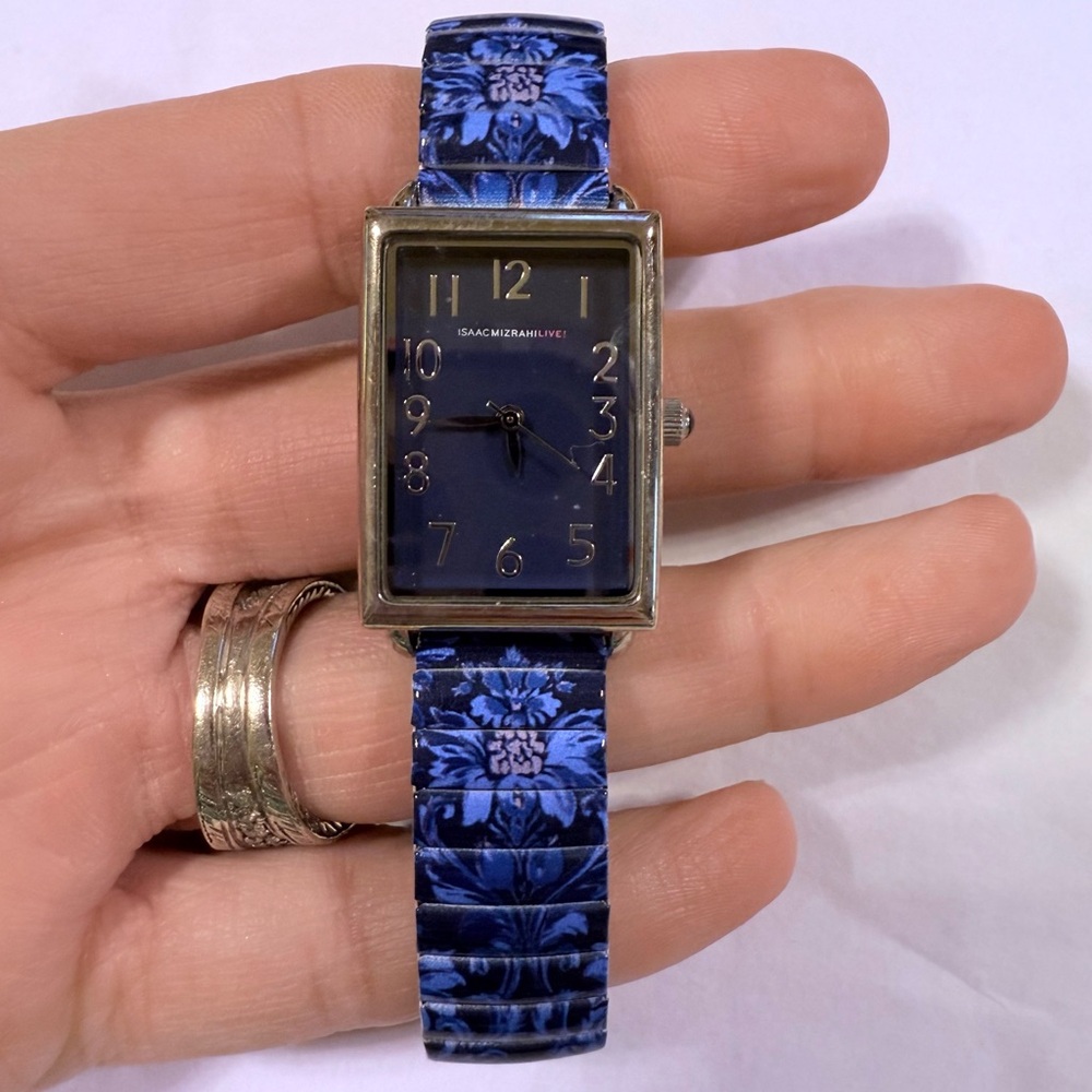 Isaac Mizrahi Navy Floral Strap Watch